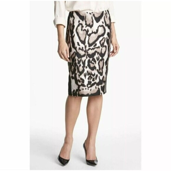 Diane Von Furstenberg DVF Mae Leopard Wool Silk Pencil Skirt Size 4 - Picture 6 of 12